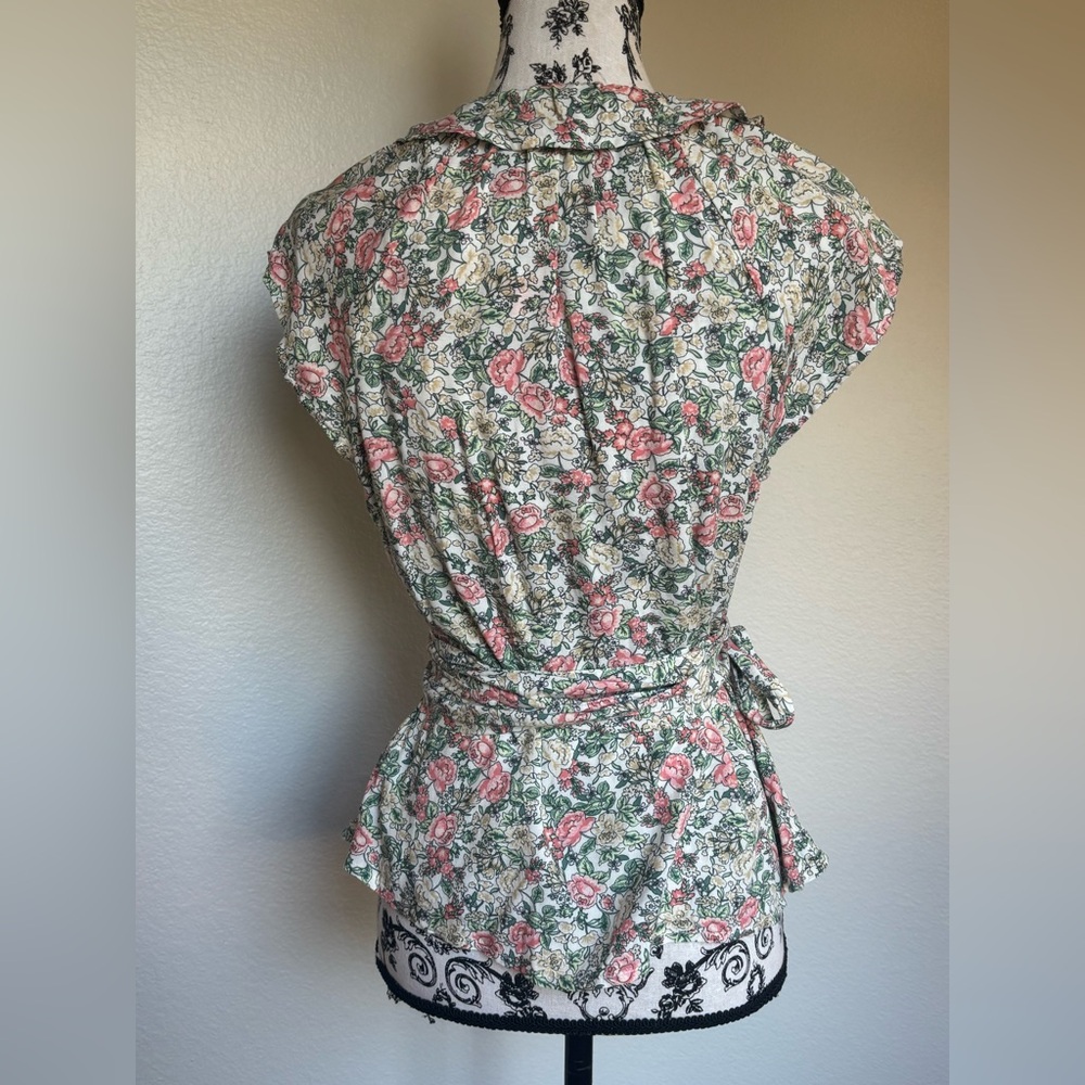 Old Navy Floral Ruffle Blouse - Pink and Green - Picture 5 of 12